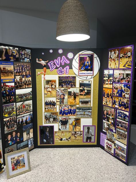 Eva’s Sherrard Tigers VB Board. Hobby Lobby materials Senior Tri Fold Board Ideas Sports, Senior Night Trifold Board Volleyball, Senior Volleyball Poster Boards, Senior Board Ideas Sports Volleyball, Senior Board Ideas Volleyball, Volleyball Senior Board, Senior Poster Ideas Volleyball, Volleyball Senior Board Ideas, Volleyball Senior Poster Ideas