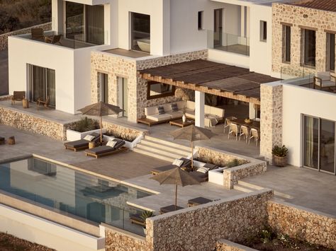 Kyanos | Luxury Greek Island Villa With Pool | The Peligoni Club Greek Hotel, Hotels In Greece, New For 2023, Bohemian Chic Decor, Villa With Pool, Greece Hotels, Island Villa, Family Hotel, Minimalist Architecture