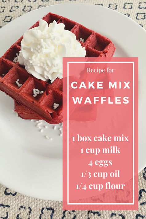 Waffle Maker Cake, Waffle Iron Cake, Cake Mix In Waffle Maker, Cake Batter Waffles Recipe, Waffles With Cake Mix Boxes, Cake Mix Waffles Recipe, Cake Waffles Recipe, Strawberry Cake Mix Waffles, Dessert Waffles Recipe