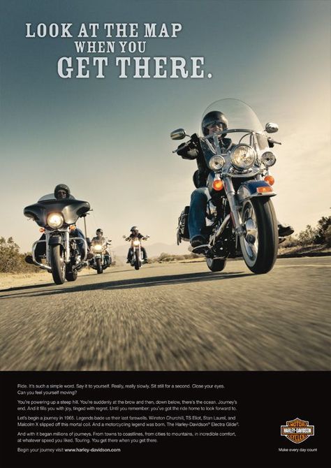 Harley Davidson advertising Harley Davidson Ads, Bikers Quotes, Motorcycle Advertising, Good Morning Babe Quotes, Motorcycle Graphics, Morning Babe, Motorcycle Humor, Motorcycle Ads, Harley Davidson Quotes