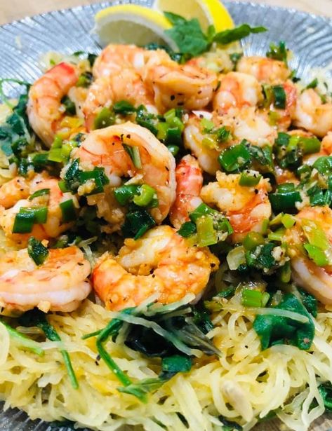 Shrimp Scampi With Spaghetti Squash, Shrimp Scampi With Spaghetti, Shrimp Scampi Spaghetti, Spaghetti Squash Shrimp, Medifast Recipes, Ideal Protein Recipes, Recipes Shrimp, Optavia Recipes, Protein Recipe