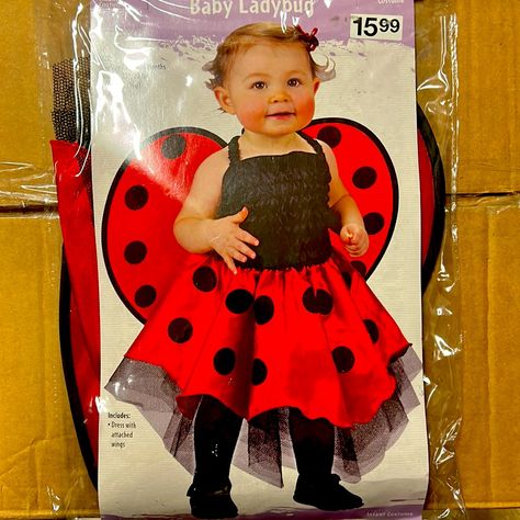 Baby Ladybug Halloween Costume. Includes Dress With Attached Wings. One Size Fits Up To 24 Months Baby Ladybug Costume, Ladybug Halloween, Bug Costume, Ladybug Costume, Baby Ladybug, Lady Bug, Halloween Costume, Black Red, Kids Shop