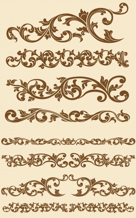 Motif Arabesque, Ornament Drawing, Baroque Ornament, Ornamental Tattoo, Baroque Pattern, Floral Ornament, Stencil Patterns, Carving Designs, Filigree Design