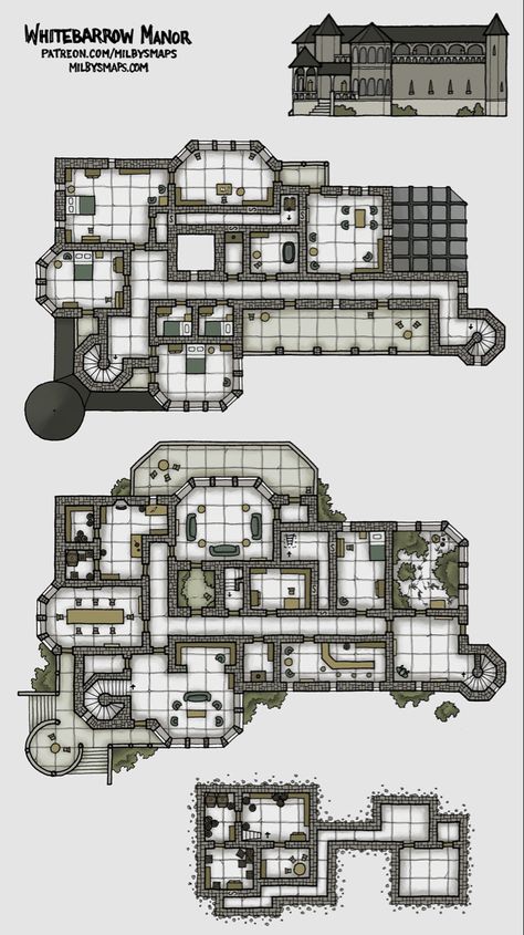 Manor Mansion, Castle Plans, Fantasy City Map, Building Map, Dnd World Map, Battle Map, Fantasy World Map, Tabletop Rpg Maps, Fantasy Maps