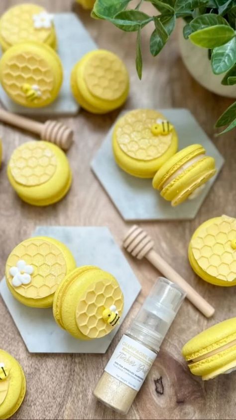 Baked by Joyce on Reels | Goodmorning Pancake · Getup Bumble Bee Macarons, Yellow Macarons, Candy Wafers, Bee Utiful, Honey Cake Recipe, Icing Transfers, Bee Sweet, Candle Cookies, Royal Icing Transfers