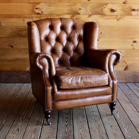 Adirondack Furniture Stores | Buffalo Leather Wing Chair – Dartbrook Rustic Goods Leather Chair Sofa, Overstuffed Leather Chair, Rustic Leather Chair, 4 Leather Chairs Sitting Area, Classic Leather Chair, Dark Leather Armchair, Leather Wing Back Chair, Home Library Aesthetic Vintage, Leather High Back Chair