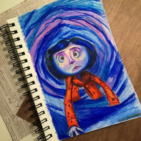 Coraline Fanart, Coraline Drawing, Laika Studios, Coraline Art, Prismacolor Art, Fanart Illustration, Creepy Drawings, Drawing Color, Oil Pastel Art