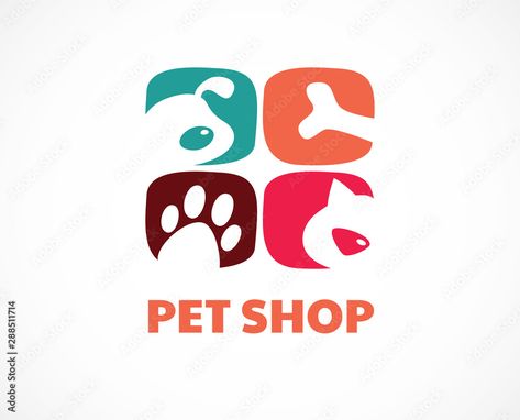 Download Pet shop, animals veterinary clinic, dog and cat logo, symbol. Vector design and illustration Stock Vector and explore similar vectors at Adobe Stock. Dog And Cat Logo, Pet Shop Logo Design, Typing Tutorial, Animal Rescue Ideas, Pet Shop Logo, Cat Logo Design, Clinic Logo, Grooming Salon, Logo Symbol