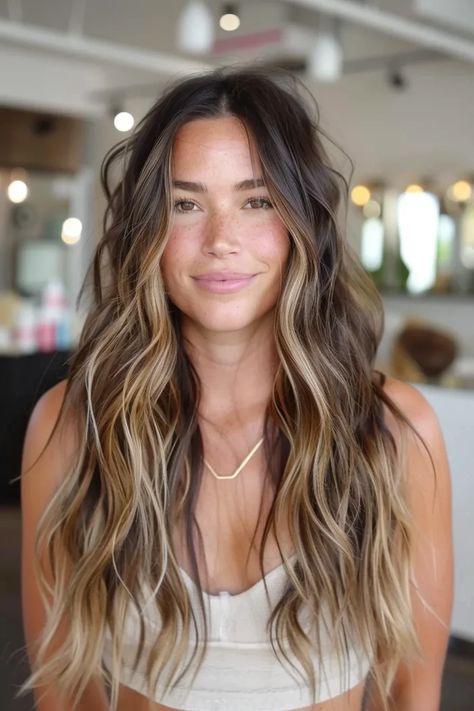 36 Balayage Hair Inspiration Ideas That Will Make You Obsessed with Your Hair 11 Natural Ombre Brunette, Brunette With Bright Highlights, Dark Root Caramel Balayage, Black To Honey Blonde Hair, Hair Biolage Color Balayage Brunettes, Brunette Bronde Balayage Hair, Summer Burnett Balayage, Dark Brunette To Blonde Balayage Hair, Brown Hair Money Pieces