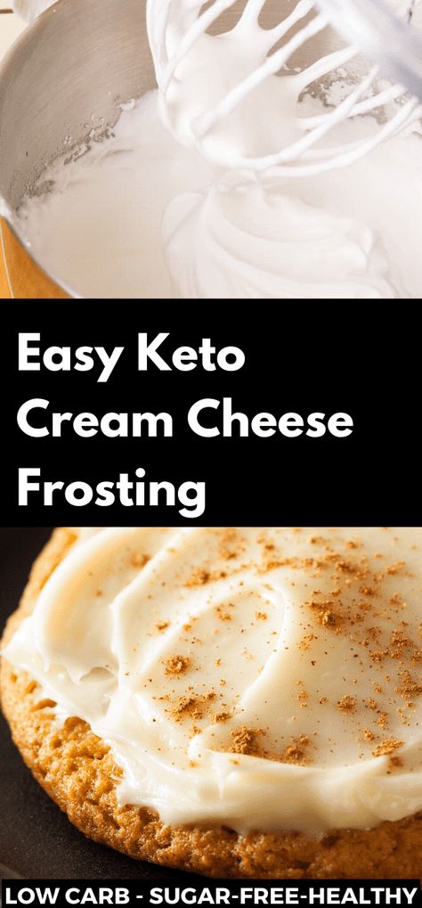 Low Carb Keto Cream Cheese Frosting! Make your low carb desserts extra special with this easy cream cheese frosting recipe that uses 5 ingredients and no powdered sugar! Perfect for cupcakes, mug cakes, cookies and more! If you’re on a low carb, ketogenic diet or a gluten-free, sugar-free eating plan don’t miss this fabulous frosting recipe! #keto #ketorecipes #lowcarb #lowcarbrecipes #frosting #creamcheese #glutenfree #easy #healthy Keto Cream Cheese Frosting, Easy Cream Cheese Frosting, Sugar Free Eating, Healthy Cream Cheese, Frosting Cupcakes, Keto Cream Cheese, Fabulous Desserts, Keto Christmas Cookies, Cheese Frosting Recipe