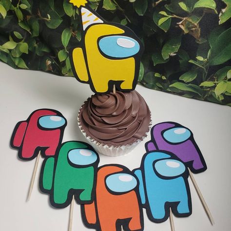 Among us Cupcake Toppers - Among us Birthday Hat - Cupcake Toppers Among us party etsy Party Hat Pattern, Among Us Party, Among Us Birthday, Games Photo, Shower Games Bridal, Birthday Jokes, Nerf Party, Boy Birthday Party Themes, Birthday Party Design