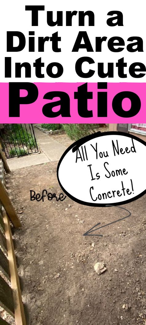 Do you have a small, ugly dirt area that won't grow grass? Try this easy idea with just concrete and a mold to turn it into a cute patio that is also easy to take care of. This is great for backyards, gardening areas, side yards, or anything that is just dirt. You can make this project in the summer, spring, or even the fall. It is cheap and easy! Gravel Over Concrete Patio, Backyard Patio Designs Diy Cheap, Cheap Small Backyard Ideas, Recycled Concrete Ideas, Cheap Concrete Patio Ideas, Patio Ground Ideas On A Budget, Inexpensive Yard Ideas, Diy Concrete Patio Ideas, Diy Cobblestone Patio