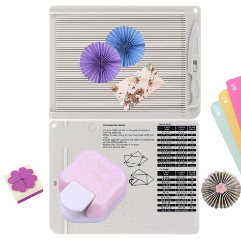 PRICES MAY VARY. ✨[PACKAGE INCLUDED] -- 2Pcs/Set 1PCS Mini score board with bone folder,16.2x21.6cm/6.4x8.5 inch instructions for creating envelopes on back of boardComes with an instruction manual, explaining how to make popular craft projects.1Pc(4mm 7mm 10mm) 3 in 1 Corner Rounder Paper Punchfor beginners and expert crafters, for Paper Crafts, Laminate, Cardstock, Business Card, DIY Projects, Photo, Card Making and Scrapbooking ✨[HIGH-QUALITY MULTI-PURPOSE SCORING BOARD] -- Scoring Board in i Envelope Maker, Scoring Board, Scrapbooking Tools, Scoring Tool, Envelope Box, Popular Crafts, Bone Folder, Stationery Craft, Paper Punch