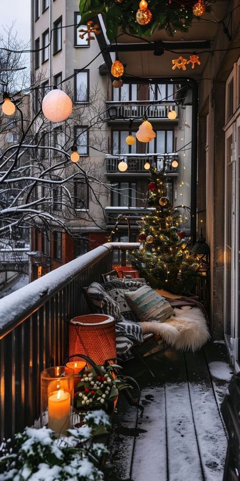 Winter Balcony Ideas, Winter Balcony, Balcony Makeover, Apartment Balcony Ideas, Apartment Balcony, Small Balcony Ideas, Balcony Ideas, Apartment Balconies, Small Balcony