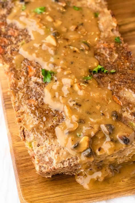 Beef Turkey Meatloaf, Turkey Meatloaf With Brown Gravy, Turkey Meatloaf With Mushrooms, Turkey Loaf Recipe Easy Meatloaf, Turkey Meatloaf With Gravy, Meatloaf Gravy, Hamburger Meatloaf, Brown Gravy Meatloaf, Meatloaf Patties