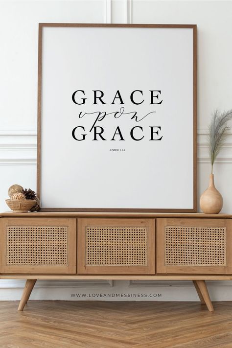 John 1 16, Scripture Wall Decor, Bible Verse Decor, Grace Upon Grace, Bible Wall Art, Bible Verse Signs, Christian Wall Decor, Scripture Wall, Christian Decor