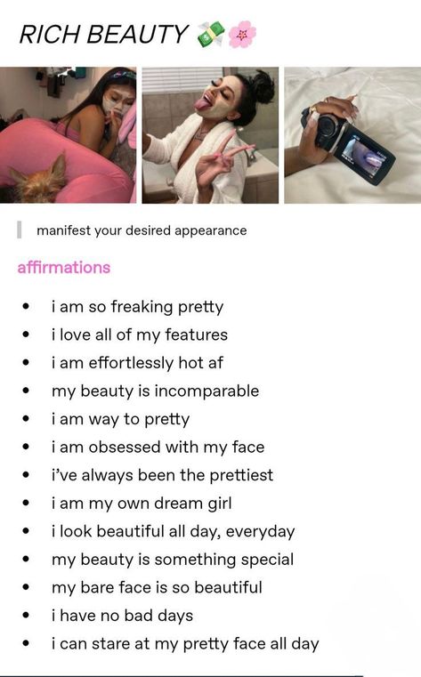 I Am Photogenic Affirmations, Tumblr Affirmations, Desired Beauty, Rich Rich, Millennial Mom, Being A Parent, Vision Board Affirmations, No Bad Days, Vision Board Manifestation