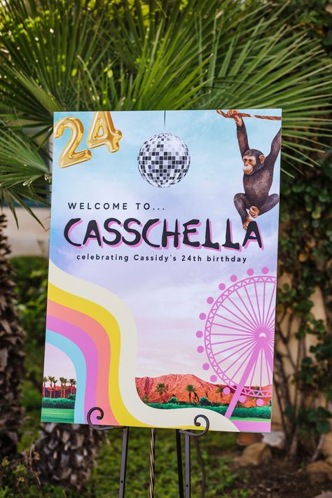 Coachella Sign, Cochella Party Theme Decor, Coachella Deco, Coachella Invitation, Coachella Party Ideas Decor, Coachella Theme Birthday, Coachella Inspired Party, Coachella Birthday Party, Coachella Party Theme