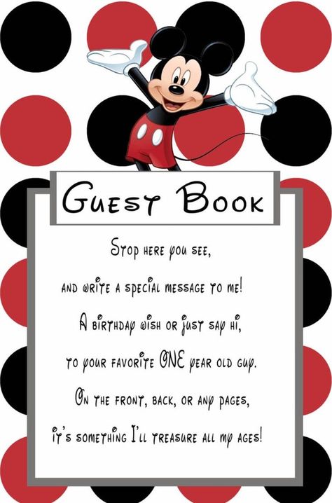 Guestbook Signs, Cupcakes Minnie Mouse, Mickey Mouse Birthday Theme, Miki Fare, Mickey Mouse Birthday Decorations, Baby First Year, Mickey First Birthday, Mickey 1st Birthdays, Twodles Birthday