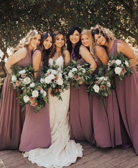 Dark Mauve And Navy Wedding, Rosewood Wedding Color Flowers, Dark Mauve Wedding, Rosewood Bridesmaid Dress, Mulberry Bridesmaid, Country Wedding Colors, Mauve Bridesmaid Dresses, Mauve Wedding Colors, Bridesmaid Color