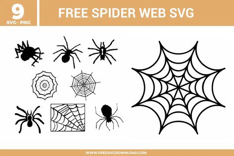 Spider Web Free SVG Files | Free SVG Download Spider Svg Free, Spider Web Svg, Disney Easter, Halloween Spider Web, Free Cut Files, Free Svg Files, Flower Food, Themed Crafts, Halloween Spider