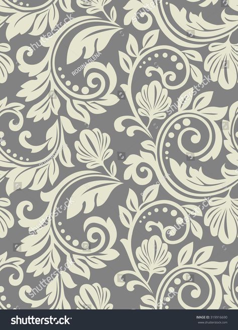 Floral Pattern Wallpaper Baroque Damask Seamless Stock Illustration 319916690 Floral Damask Pattern, Intricate Floral Patterns, Wallpaper Baroque, Damask Motifs, European Pattern, Motif Baroque, Damask Patterns, Italian Pattern, Floral Pattern Wallpaper