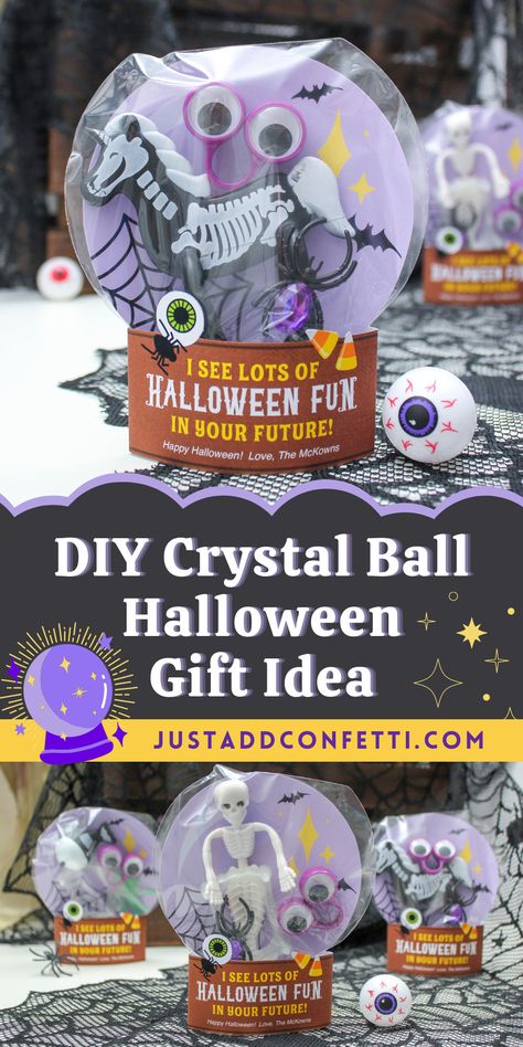 Halloween Gifts For Classroom, Halloween Class Gift Ideas, Halloween Teacher Gifts Ideas, Halloween Goodie Bags For Adults, Diy Halloween Favors, Halloween Gifts For Students, Halloween Class Gifts, Diy Crystal Ball, Halloween Gifts For Teachers