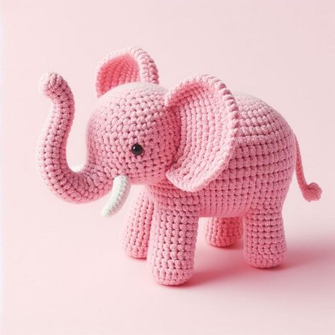 Crochet Pattern Elephant Free, Elephant Crochet Free Pattern, Crocheted Elephant Pattern Free, Free Elephant Crochet Pattern, Elephant Crochet Pattern Free, Free Crochet Elephant Pattern, Amigurumi Elephant Free Pattern, Knit Plushies, Elephant Amigurumi Free Pattern