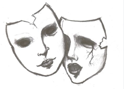 Drama Tattoo, Mask Drawing, Drawing Ideas, Drama, Pencil, Deviantart, Mask, Black And White, White