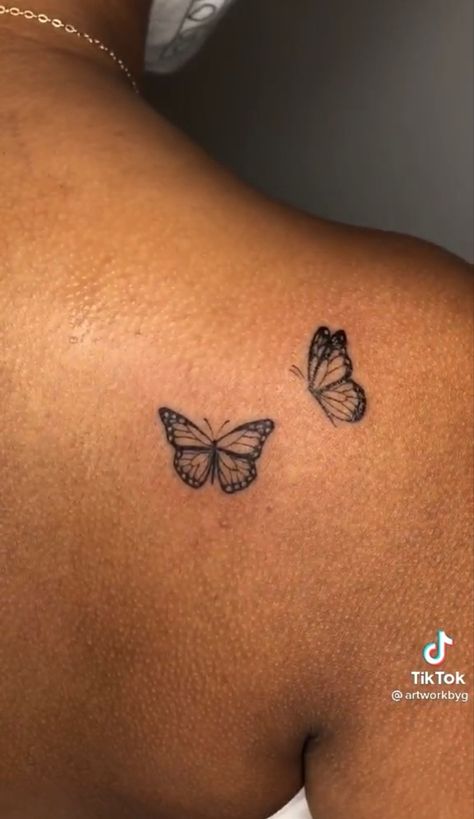 Butterfly shoulder tattoo Butterfly Tattoo Over Scar, Butterfly Shoulder Tattoo, Butterfly Tats, Simple Butterfly Tattoo, Tattoo Over Scar, Minimalistic Tattoo, Butterfly Tattoo On Shoulder, Butterfly Back Tattoo, Tattoos Inspo