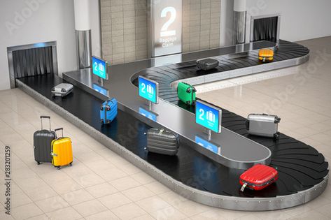 Stock Image: Baggage claim in airport terminal. Suitcases on the airport luggage conveyor belt. Airport Luggage, Urban Design Plan, In Airport, Travel Store, Airport Terminal, Airport Design, Airport Lounge, Airports Terminal, Leather Store