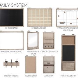 Daily Organization System - Gray Wash | Pottery Barn (US) Daily Organization System, Family Organization Wall, Office Wall Organization, Entryway Organizer Wall, Entry Organization, Command Center Kitchen, Home Command Center, Family Command Center, Organization Station