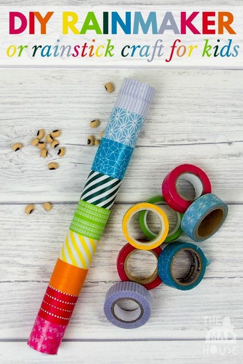 DIY Rainmaker or rainstick craft for kids. This is a super simple craft and musical instrument activity for children. Traditionally made from dried cacti, this simple DIY rainstick has the same sound and is also a perfect rainbow craft too #artsandcrafts #rainbowcrafts #diy #craftingwithkids #rainbowkids #rainmaker Rainstick Craft For Kids, Rainstick Craft, Haruki Murakami Quotes, Cardboard Tube Crafts, Instrument Craft, Rain Sticks, Easy Toddler Crafts, Diy Instruments, Decorative Crafts