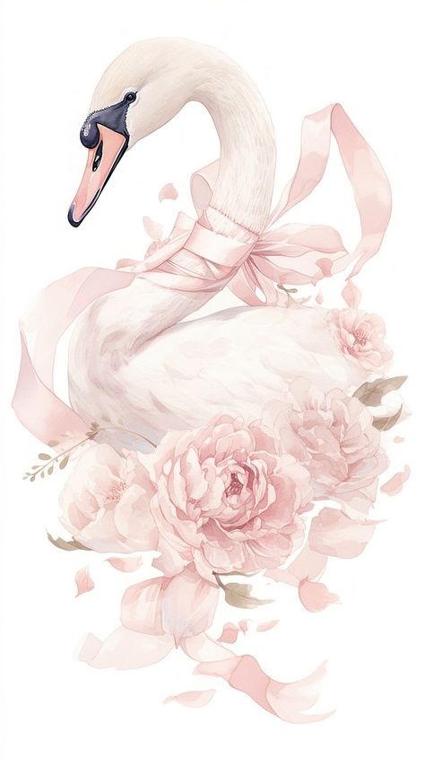 Swan Theme Decoration, Pink Wall Decor Aesthetic, Swan Dessert, Coquette Swan, Swan Coquette, Coquette Prints, Flamingo Animal, Swan Wallpaper, Dessert Wedding