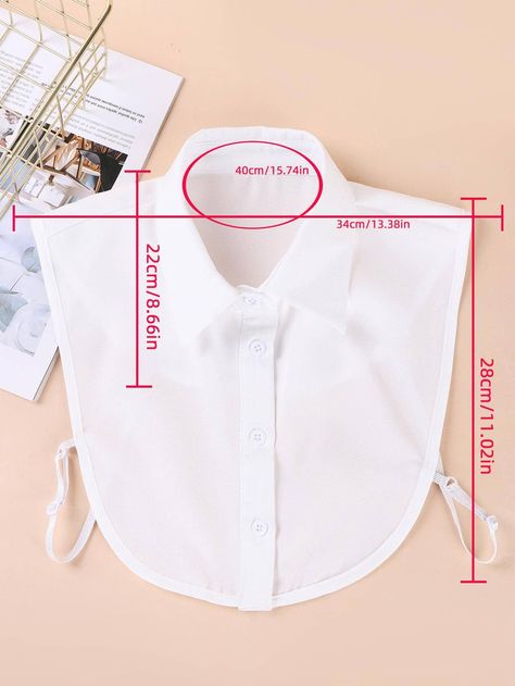 White  Collar  Chiffon   Embellished   Women Accessories Drop Shoulder Pattern, Faux Collar, Fake Collar, Top Stitching, White Collar, Sewing Hacks, Sewing Tutorials, Pattern Making, Neck Designs