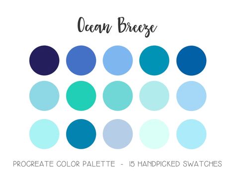 Ocean Breeze Palette Procreate Color Palette Blue Aqua - Etsy Australia Shades Of Blue Color Palette, Ocean Green Color, Shades Of Blue Color, Cathedral Gorge, Aqua Color Palette, Website Colors, Aqua Green Color, Green Ipad, Teal Color Palette