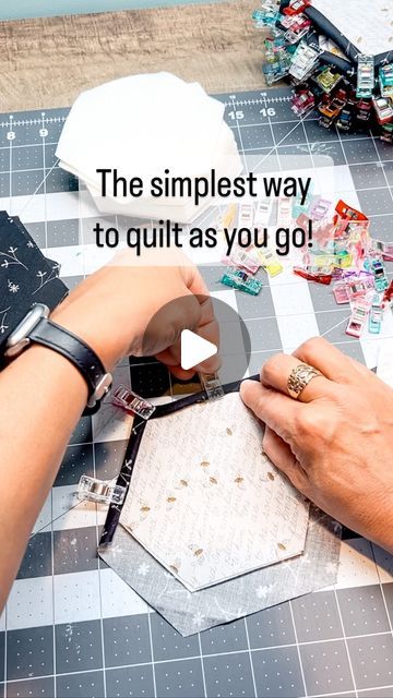 Missy Luukkonen on Instagram: "This is the simplest way for you to make your quilt as you go pieces.   No pressing, no glue, no pins.   It’s much faster for me and I can crank out a bunch of shapes at once!!  I am using the template set from Daisy and Grace for my quilt. I’ve use the hexie the most but also have the jewel, diamond and half hexie in this quilt.   This method is quick, but takes a little practice. My iron is on standby just in case I need to use it!!   Layer your pieces in the following order:  Quilt backing Batting  Quilt front  Double fold the edges. First fold to the edge, then up and over the front.   Use clips to hold it in place until you are ready to sew.   I have been making about 20 hexies at a time this way, then I sew them and make another batch.   When you are do How To Quilt A Hexie Quilt, Easy Pieced Quilts, Sew As You Go Quilt Blocks, Shabby Chic Quilt Patterns Free, Quilt Piecing Tips, Quilt As You Go Quilting Designs, Diy Patchwork Quilt For Beginners, Hand Quilt As You Go, Quilt As You Go By Hand