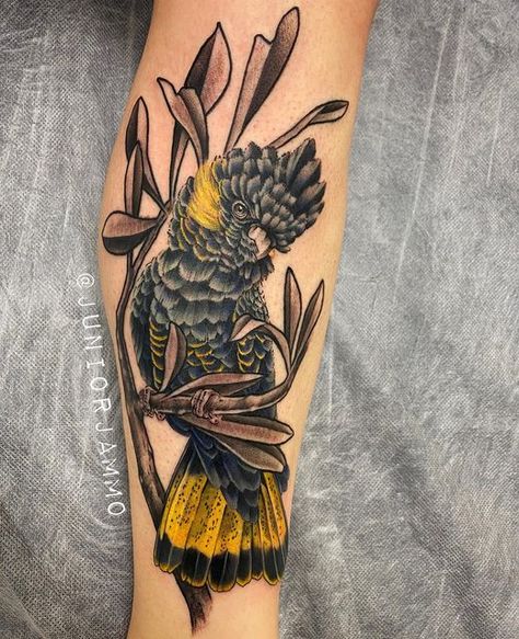 Black Cockatoo Tattoo, Kookaburra Tattoo, Cockatoo Tattoo, Memorial Tattoos Mom, Tattoo Bible, Tattoos Mom, Brisbane Tattoo, Skull Ideas, Australian Tattoo