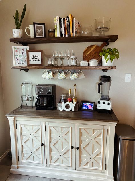 I had a corner in my kitchen that I had no idea what to do with. I knew i needed extra counter space for appliances and things that didnt fit in our cabinet. Im happy with how it all turned out! Kitchen Small Counter Space, Extra Space In Kitchen Ideas, What To Do With Extra Kitchen Space, Diy Extra Counter Space, Extra Space In Kitchen What To Do With, Extra Counter Space In Kitchen Diy, How To Make More Counter Space Kitchen, Extra Kitchen Counter Space Ideas, Additional Counter Space In Kitchen