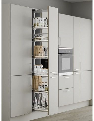 Tall Kitchen Cabinets, Model Dapur, Kitchen Larder, Larder Cupboard, Larder Unit, Kitchen Pulls, House Extension, Kitchen Storage Solutions, Modern Kitchen Cabinets