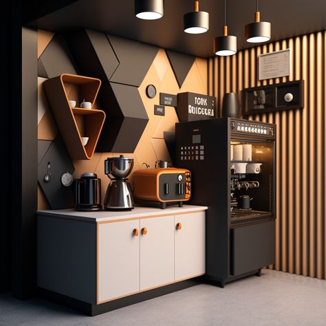 Coffee bar in home Coffee Bar In Home, Office Cafeteria Design, Bar In Home, Mini Cafeteria, Office Coffee Bar, Coffee Office, Office Cafeteria, Cafeteria Design, Cafe Area