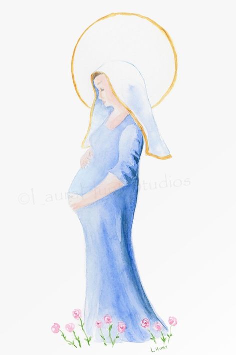 Pregnant Virgin Mary, Mother Mary Art, Watercolor of Mary, Pregnant Mom Gift, Pregnant Mary Print, Catholic Babyshower Gift Pregnant Virgin Mary Blessed Mother, Mother Mary Watercolor, Pregnant Virgin Mary, Pregnant Mother Mary, Mary Pregnant With Jesus, Mother Mary Art, Pregnant Mary, Immaculate Conception Of Mary, Jesus Ideas