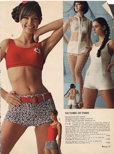 Fashions from Victoire of Paris, 1960 60’s Fashion, Aged Clothing, Steampunk Women, Swinging Sixties, Vintage Swim, Sixties Fashion, Vintage Swimwear, Fashion Catalogue, 1960s Fashion