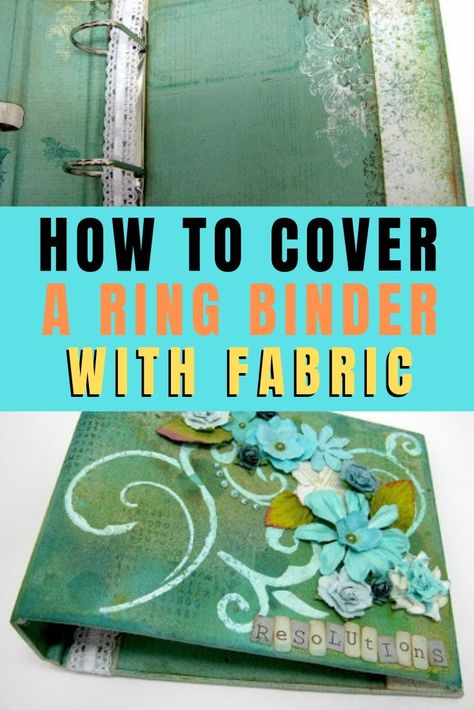 How To Cover 3 Ring Binder With Fabric, Fabric Binder Covers Diy, Repurpose 3 Ring Binder, How To Cover A Notebook, Diy A5 Binder, 3 Ring Binder Cover Diy, 3 Ring Binder Junk Journal, Decorate Binder Cover Ideas, Diy Binder Cover Ideas