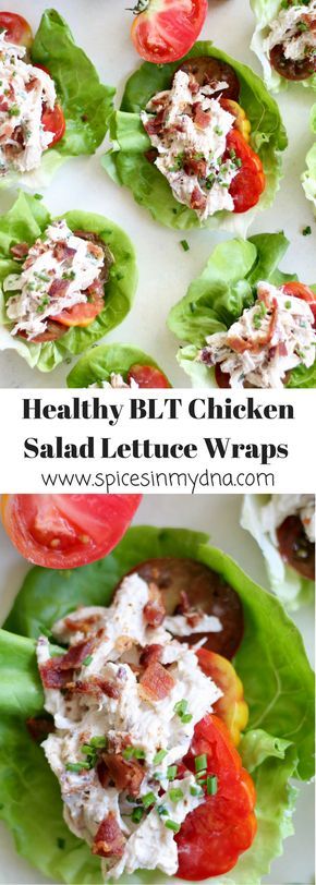 Healthy Blt, Blt Chicken Salad, Blt Chicken, Salat Wraps, Lettuce Wraps Healthy, Lettuce Recipes, Chicken Salad Lettuce Wraps, Chicken Salad Lettuce, Salad Lettuce