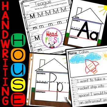 Handwriting House Mats, Cards, and Practice... by Headfirst - Primary Classroom Resources | Teachers Pay Teachers Handwriting House, Montessori Resources, Kindergarten Handwriting, Superhero Teacher, Handwriting Lines, First Year Student, Writing Instruction, Teaching Letters, Letter Form