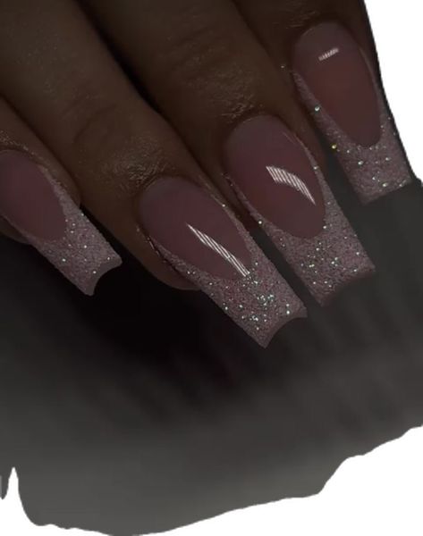 New Years Nails Ballerina, Pink Silver Prom Nails, Nail Inspiration New Year, Birthday Nail Inspo Coffin, Glitter French Tip Nails Coffin, Birthday Nails Ballerina, Short Acrylic Nails Initial, Cute Formal Nails, Nice French Tip Nails