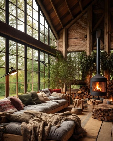 Cabin Interior Design Ideas, Rustic Cabin Interior, Cabin Interior Design, Log Cabin Interior, Cabin Living Room, Cabin Aesthetic, Log Cabin Designs, Rain Sounds, Cabin Interiors