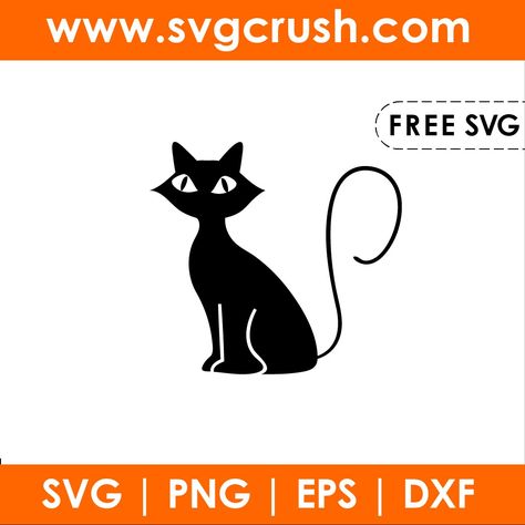 Cat Svg Free, Halloween Cat Svg, Cricut Animals, Vinyl Decal Projects, Free Svg Files For Cricut, Cat Svg, Free Cut Files, Free Svg Files, Free Cats