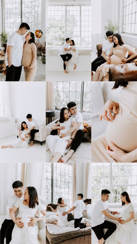 Maternity Indoor Photography, Maternity Studio Photoshoot Ideas, Home Pregnancy Photoshoot Ideas, Pregnancy Photoshoot Outfits, Maternity Shoot Outfit Ideas, Studio Pregnancy Photoshoot, Maternity Posing Guide, In Home Maternity Session, Maternity Photography Outfits